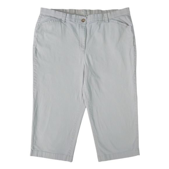 L.L. Bean Flint Gray Easy Stretch Twill Crop Pant Elastic Waistband Classic Fit - Picture 1 of 9